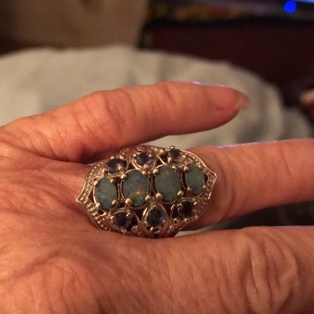 Blue opal ring/// silver - Picture 2 of 5